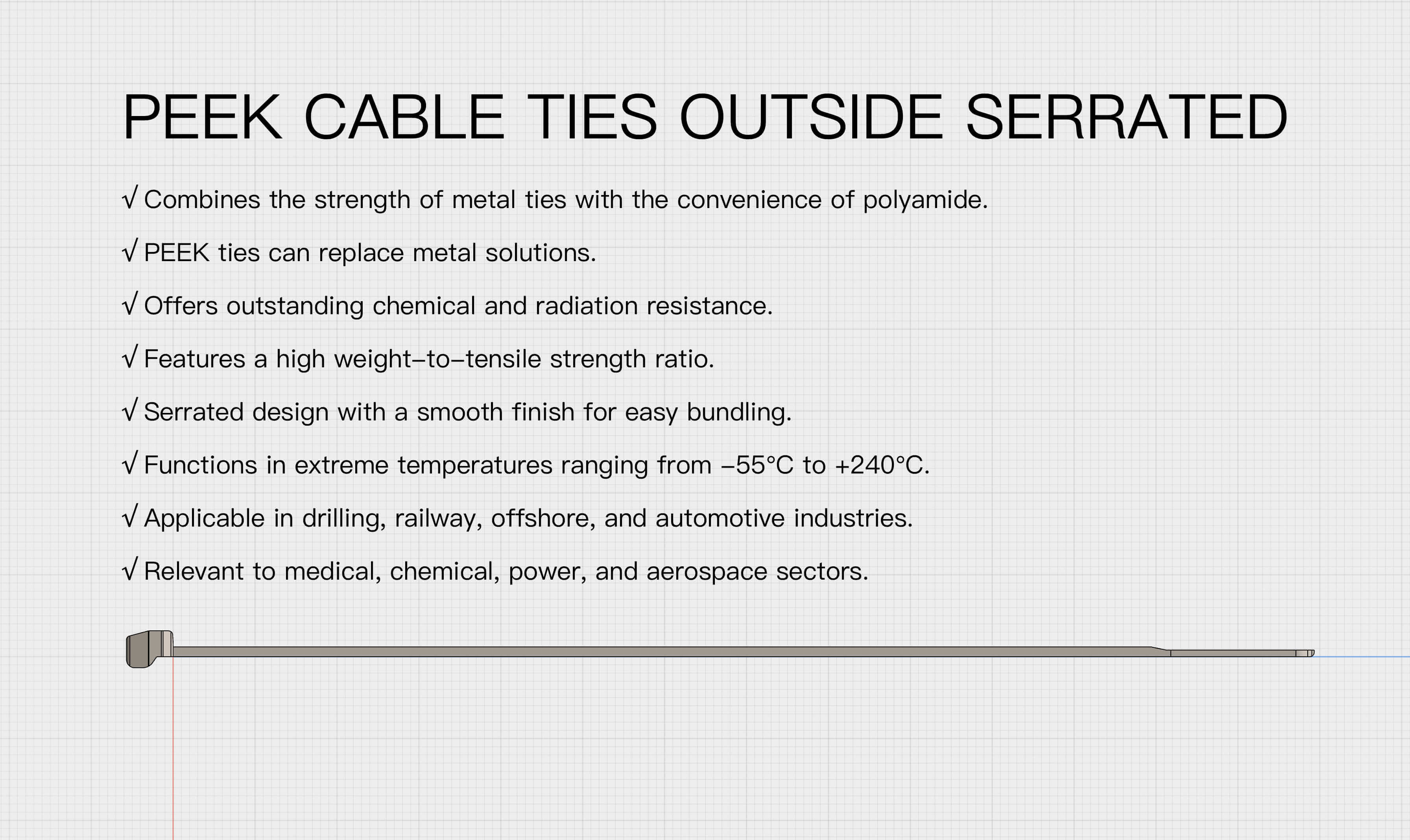 Cable tie outside serrated, 145.0x3.4mm, ⌀4.0-35.0mm, beige